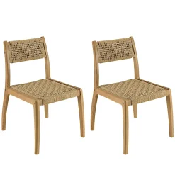 Chaise de jardin en teck tressage beige (lot de 2) SUMMER