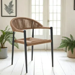 Chaise de jardin noire en résine tressée et aluminium (lot de 2) MENDOZA