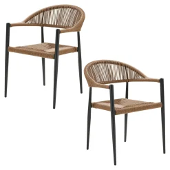 Chaise de jardin noire en résine tressée et aluminium (lot de 2) MENDOZA
