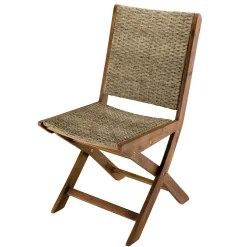 Chaise de jardin pliante bois d'acacia rotin synthétique BAHIA (lot de 2)