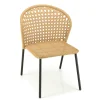Chaise de jardin rotin synthétique couleur naturelle avec coussin noir (lot de 2) GIJON
