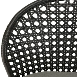 Chaise de jardin rotin synthétique noir avec coussin gris (lot de 2) GIJON