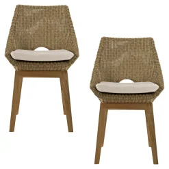 Chaise de jardin résine tressée beige (lot de 2) MANY