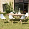 Chaise de jardin style scandinave assise blanche pieds couleur naturelle (lot de 2) GIJON