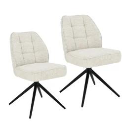 Chaise de salle à manger beige chiné pivotante (x2) LUGANO