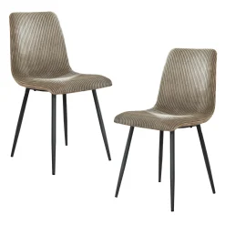 Chaise de salle à manger beige sable en tissu côtelé (lot de 2) TAJ