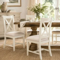 Chaise de salle à manger blanche à dossier croisé (x2) VELIA