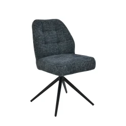 Chaise de salle à manger bleu chiné pivotante (x2) LUGANO