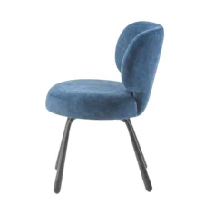 Chaise de salle à manger bleue, assise ronde (lot de 2) LIGURIE