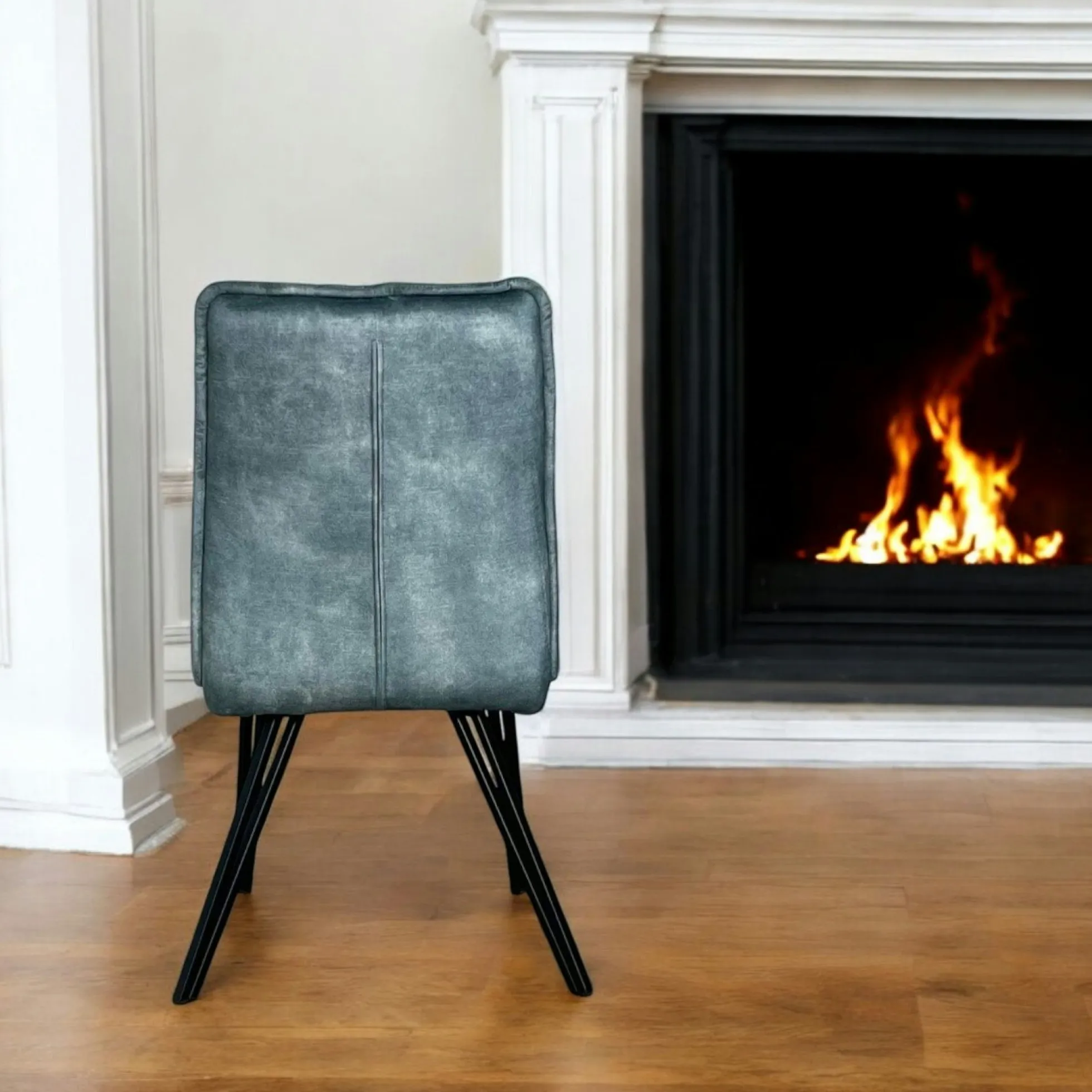 Chaise de salle à manger bleu pétrole avec pieds épingle (lot de 2) MALMOE