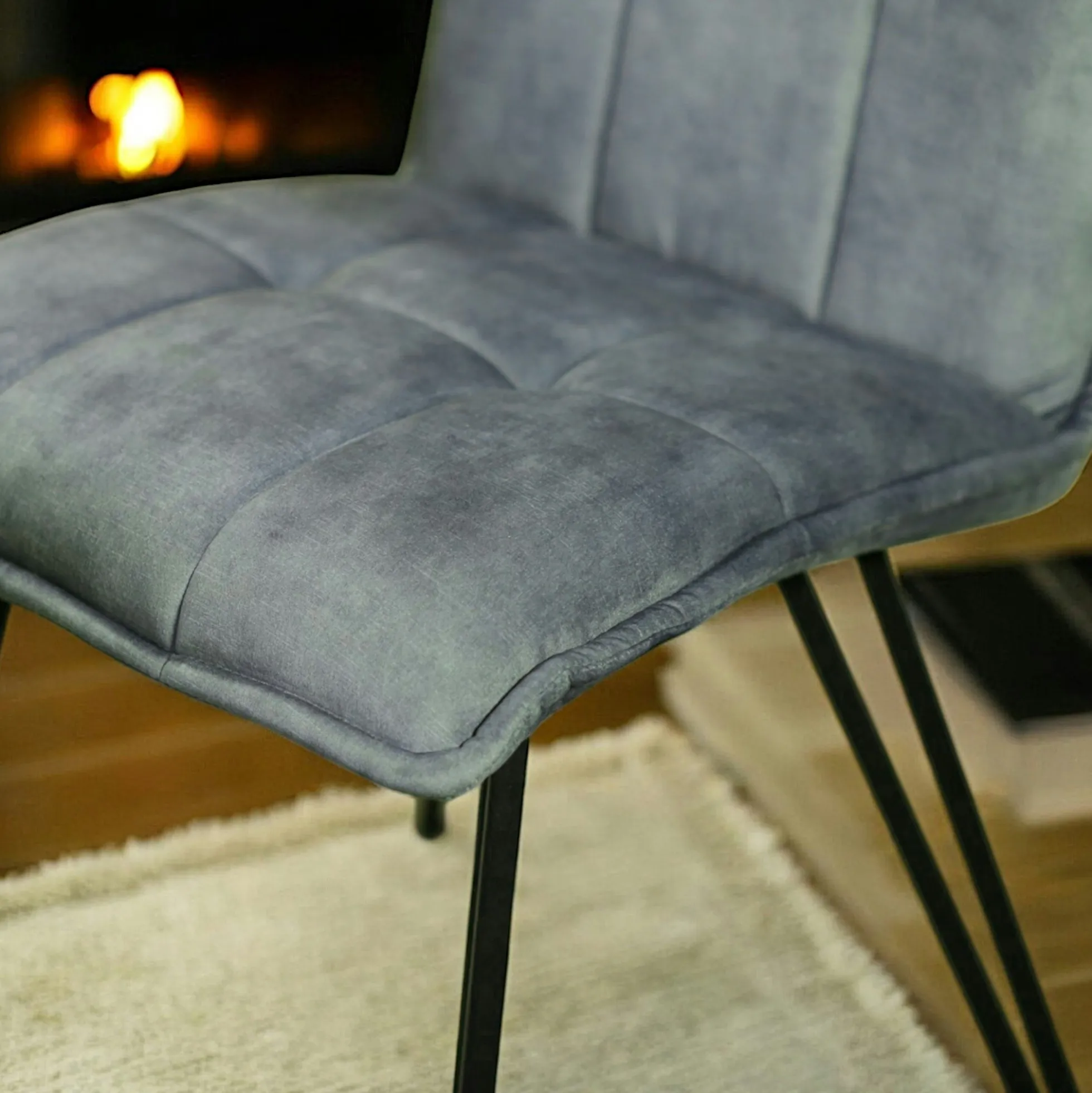 Chaise de salle à manger bleu pétrole avec pieds épingle (lot de 2) MALMOE