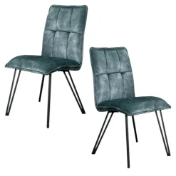 Chaise de salle à manger bleu pétrole avec pieds épingle (lot de 2) MALMOE