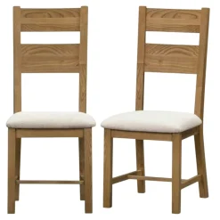 Chaise de salle à manger bois et tissu (lot de 2) VALMONT