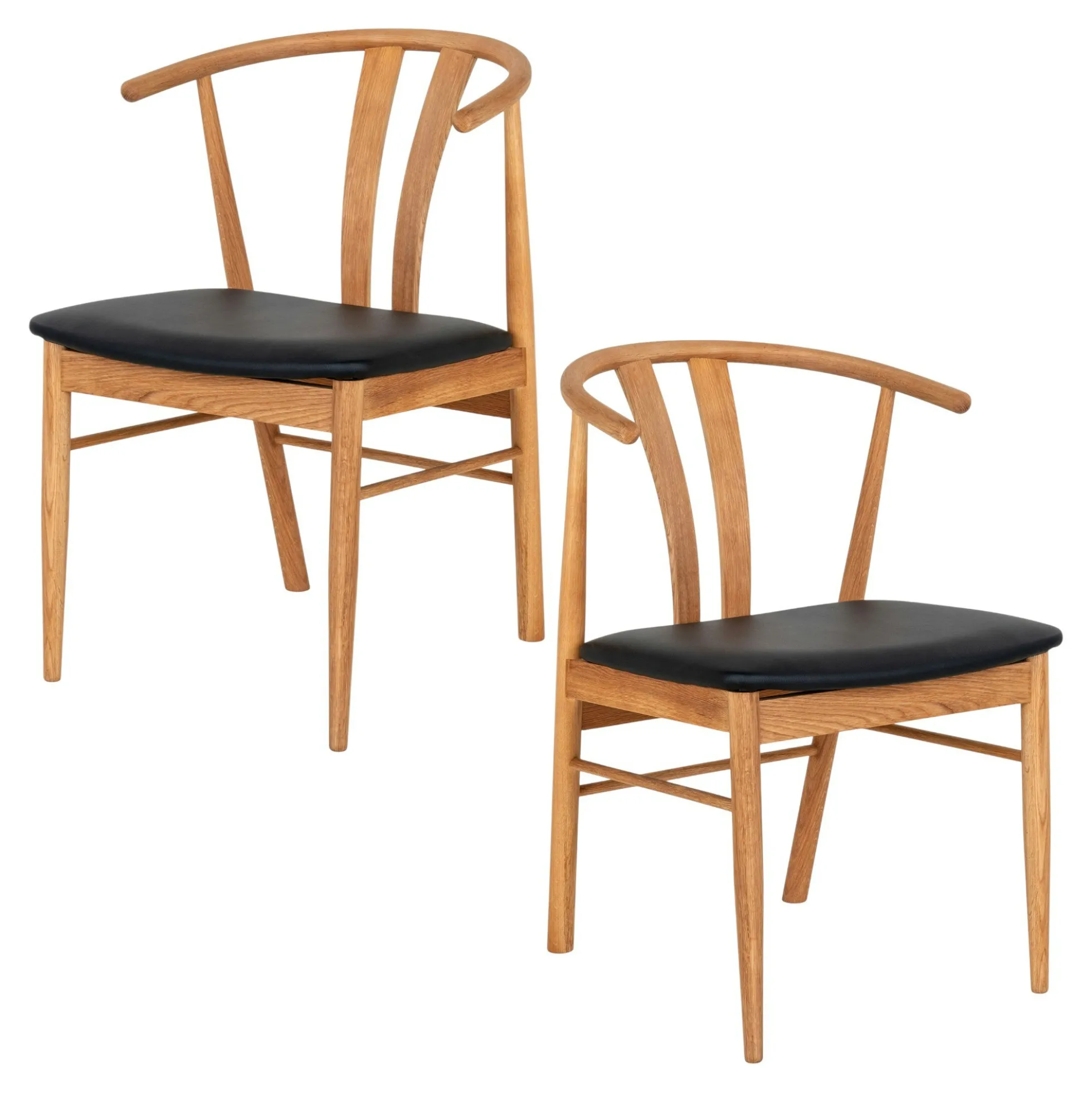 Chaise de salle à manger design en bois de chêne avec assise noire (lot de 2) BERLIN