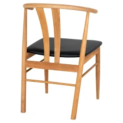 Chaise de salle à manger design en bois de chêne avec assise noire (lot de 2) BERLIN