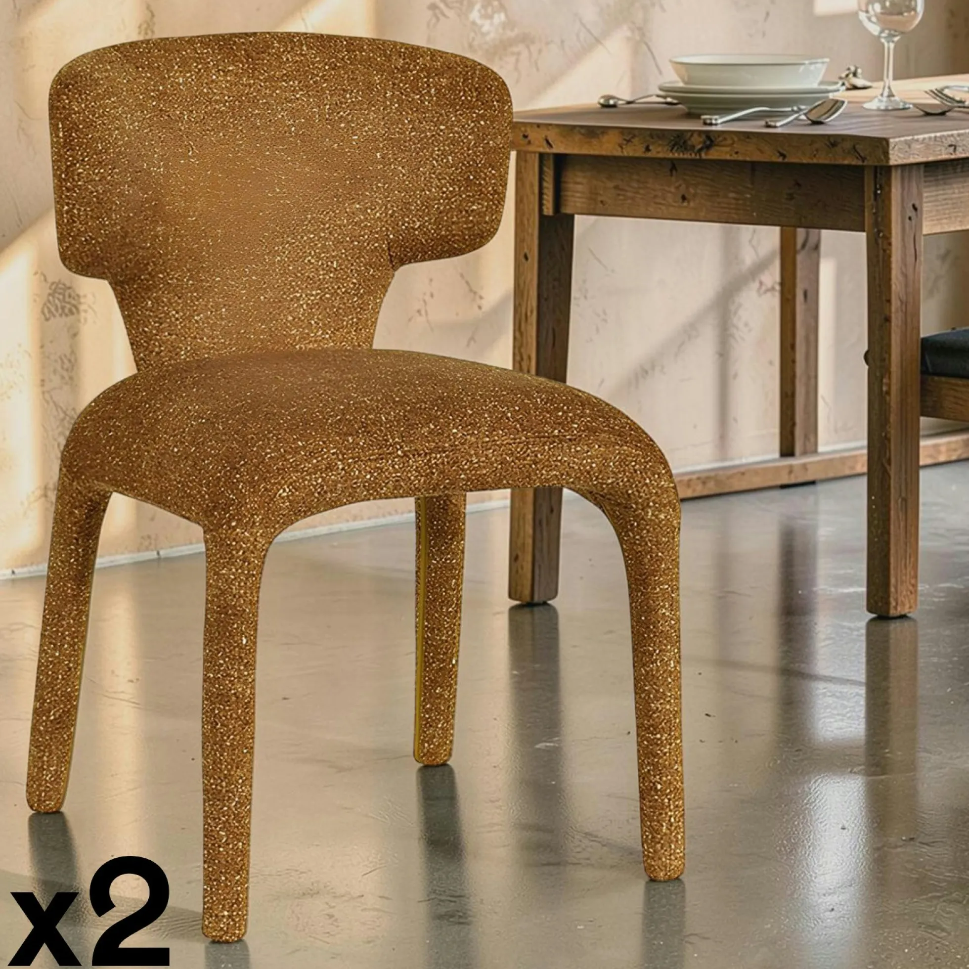 Chaise de salle à manger design moutarde (lot de 2) TULSA