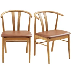 Chaise de salle à manger design en bois de chêne avec assise brune (lot de 2) BERLIN