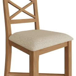 Chaise de salle à manger en bois de chêne et tissu, dossier croisé (lot de 2) CRUZ