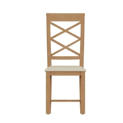 Chaise de salle à manger en bois de chêne et tissu, dossier croisé (lot de 2) CRUZ