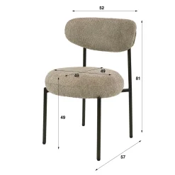 Chaise de salle à manger en bouclette sable pied bronze (lot de 2) CREEK