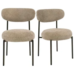 Chaise de salle à manger en bouclette sable pied bronze (lot de 2) CREEK