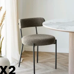 Chaise de salle à manger en bouclette marron (lot de 2) BERLIN