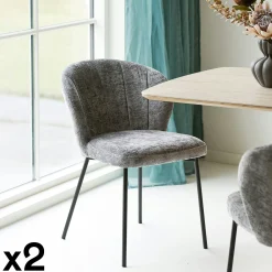 Chaise de salle à manger en tissu gris (lot de 2) ROSARIO
