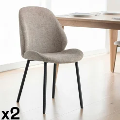 Chaise de salle à manger en tissu gris (lot de 2) BERLIN
