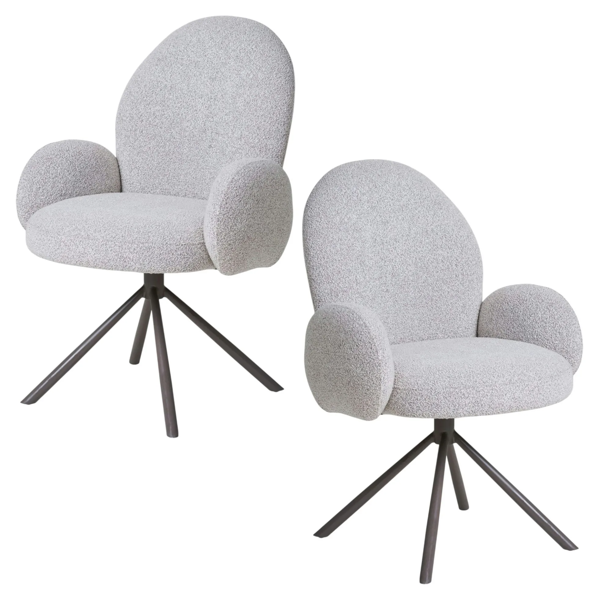 Chaise de salle à manger en tissu bouclette beige forme ronde (lot de 2) BERLIN