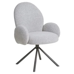 Chaise de salle à manger en tissu bouclette beige forme ronde (lot de 2) BERLIN