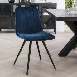 Chaise de salle à manger en velours bleu JAVA (lot de 2)