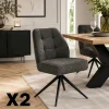 Chaise de salle à manger gris chiné pivotante (x2) LUGANO
