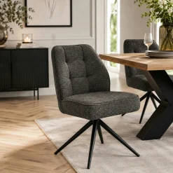 Chaise de salle à manger gris chiné pivotante (x2) LUGANO