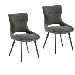 Chaise de salle à manger grise en tissu (lot de 2) LUGANO