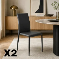 Chaise de salle à manger grise moderne (lot de 2) LORA