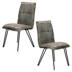 Chaise de salle à manger gris sombre avec pieds épingle (lot de 2) MALMOE