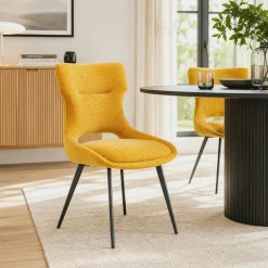 Chaise de salle à manger jaune en tissu (lot de 2) LUGANO