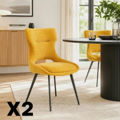 Chaise de salle à manger jaune en tissu (lot de 2) LUGANO