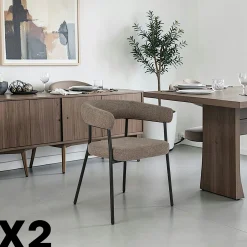 Chaise de salle à manger marron avec dossier bandeau (lot de 2) BERLIN