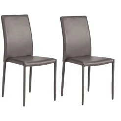 Chaise de salle à manger marron moderne (lot de 2) LORA