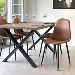 Chaise de salle à manger marron clair style vintage (lot de 2) BERLIN