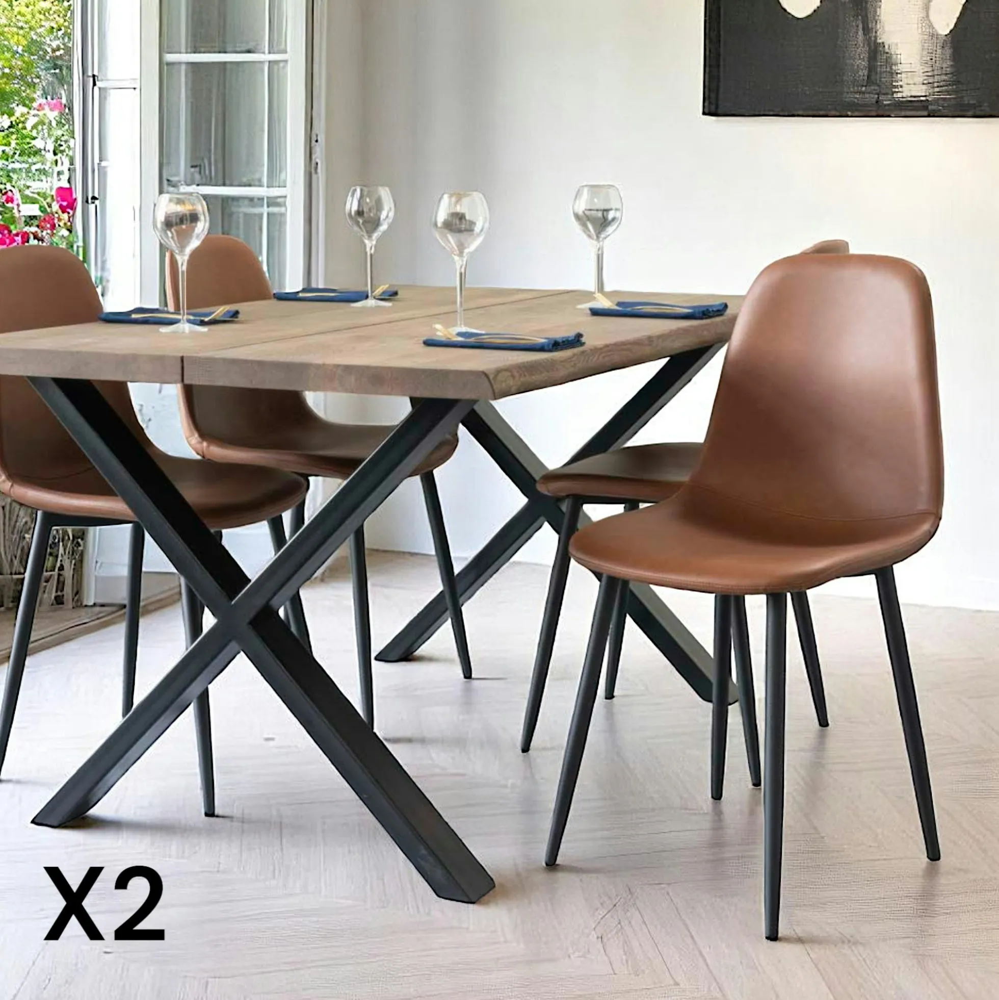 Chaise de salle à manger marron clair style vintage (lot de 2) BERLIN