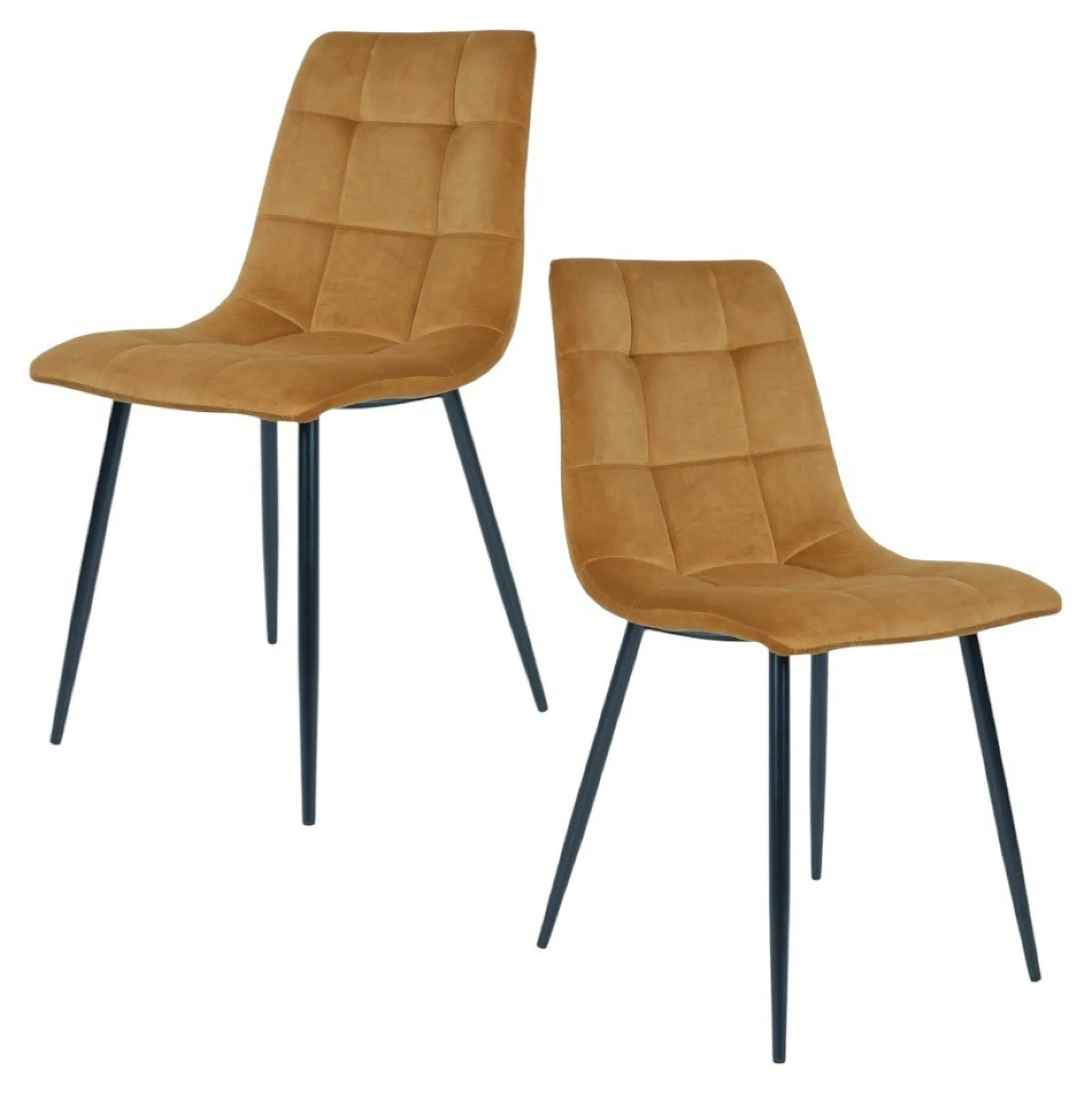 Chaise de salle à manger moutarde motif damier (lot de 2) TARAZ