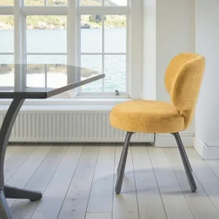 Chaise de salle à manger moutarde, assise ronde (lot de 2) LIGURIE