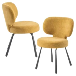 Chaise de salle à manger moutarde, assise ronde (lot de 2) LIGURIE