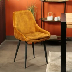 Chaise de salle à manger moutarde avec pieds métal (lot de 2) MALMOE