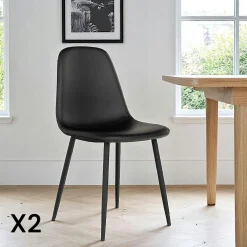 Chaise de salle à manger noire (lot de 2) BERLIN