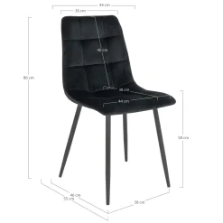 Chaise de salle à manger noire motif damier (lot de 2) TARAZ