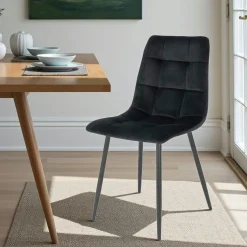 Chaise de salle à manger noire motif damier (lot de 2) TARAZ