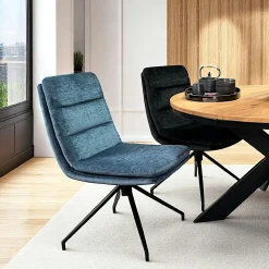 Chaise de salle à manger pivotante en velours bleu (lot de 2) PALERME
